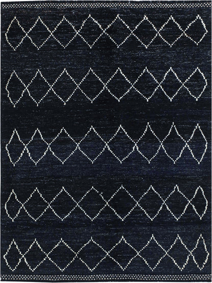 Tappeto design moderno nero stile berbero, fatto a mano 198x148cm