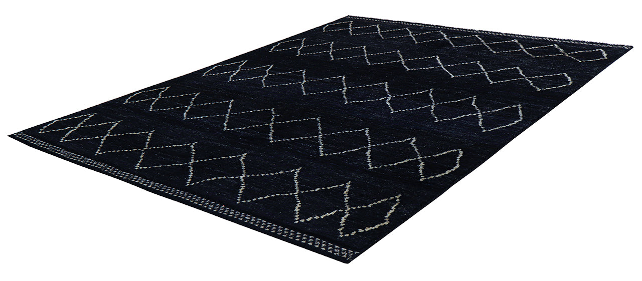 Modern design black Berber style carpet, handmade 198x148cm