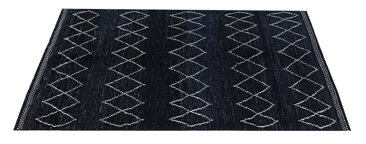 Modern design black Berber style carpet, handmade 198x148cm