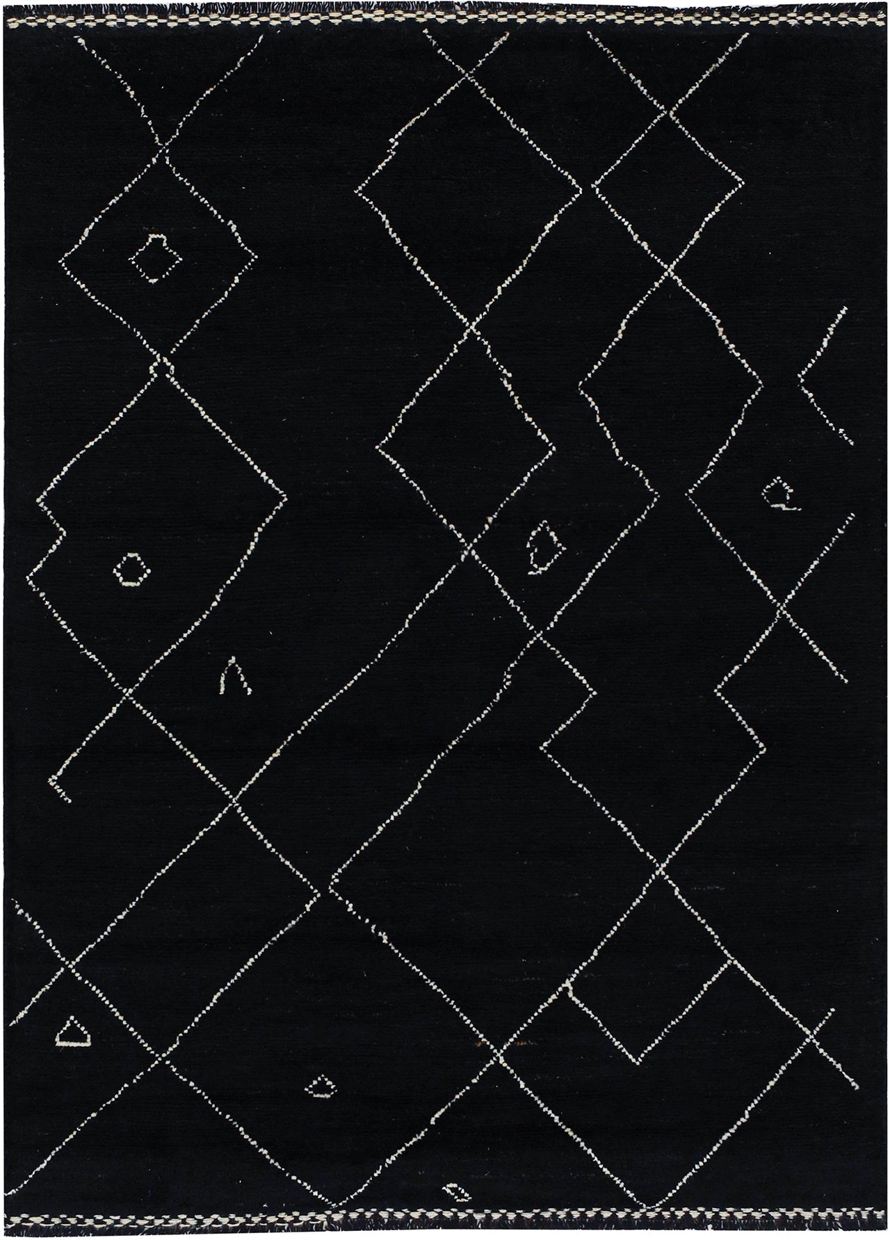 Modern design black Berber style carpet, handmade 206x146cm