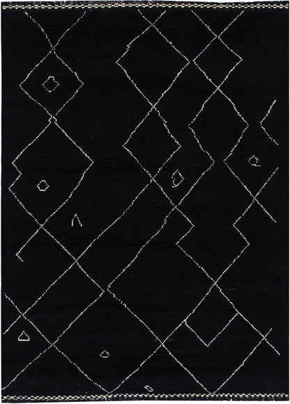Tappeto design moderno nero stile berbero, fatto a mano 206x146cm