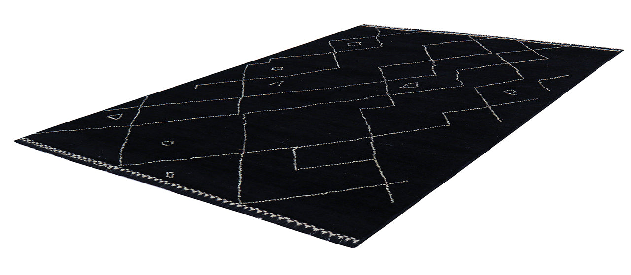 Modern design black Berber style carpet, handmade 206x146cm