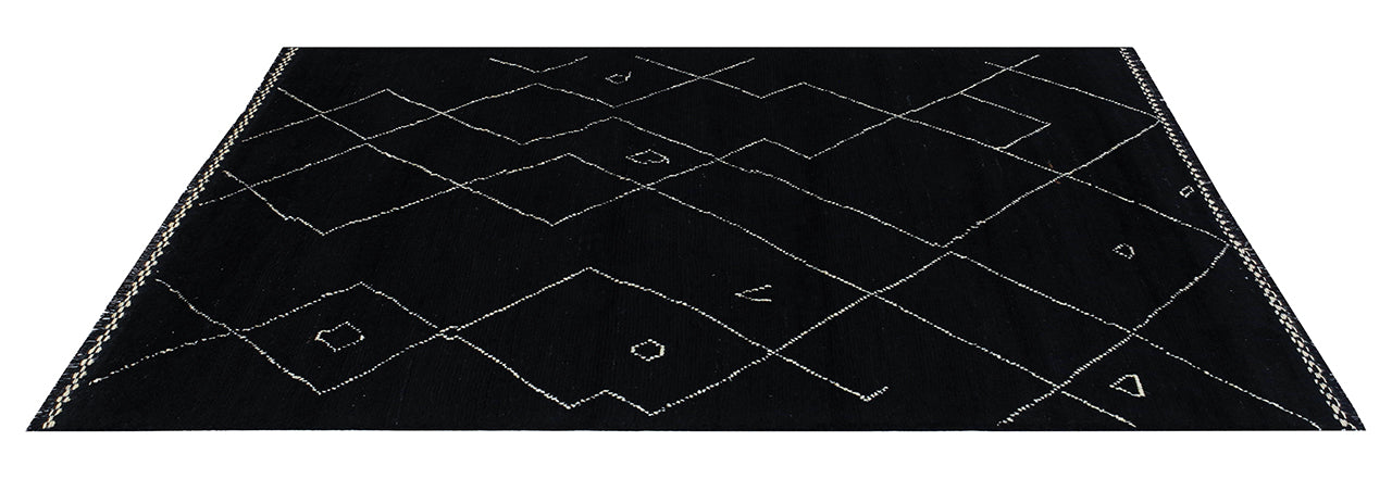 Modern design black Berber style carpet, handmade 206x146cm