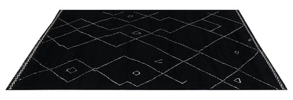 Tappeto design moderno nero stile berbero, fatto a mano 206x146cm