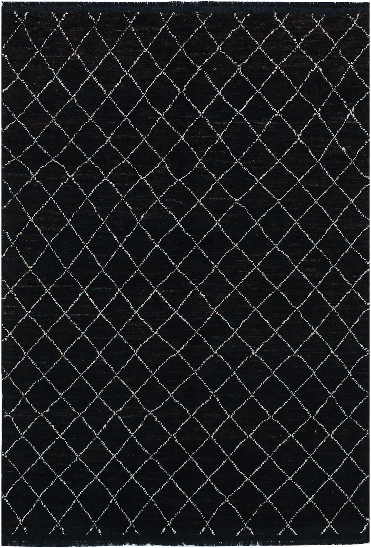 Modern design black Berber style carpet, handmade 177x117cm