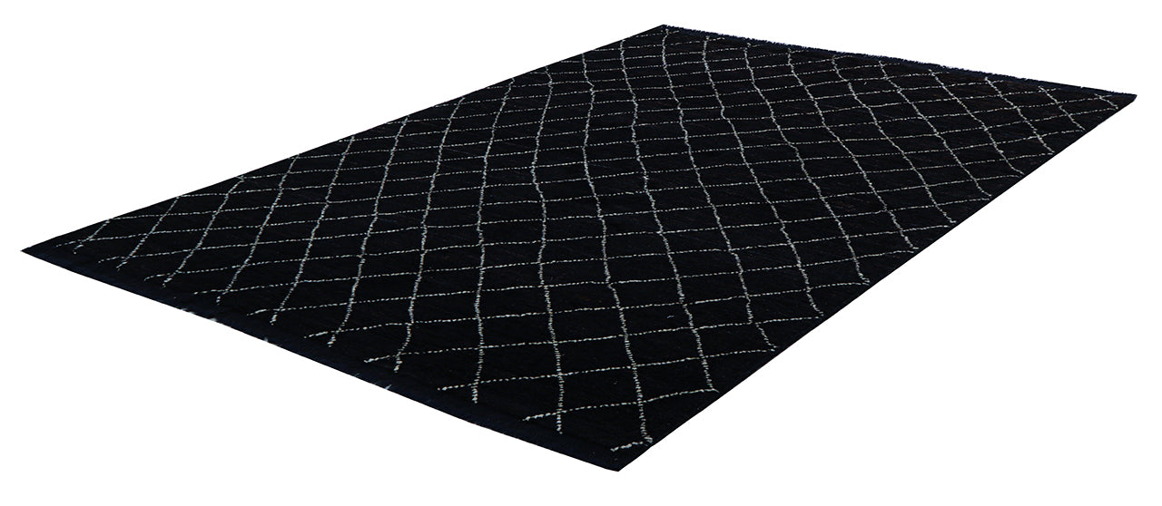 Modern design black Berber style carpet, handmade 177x117cm