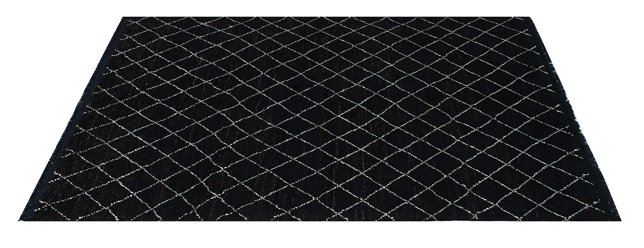 Modern design black Berber style carpet, handmade 177x117cm