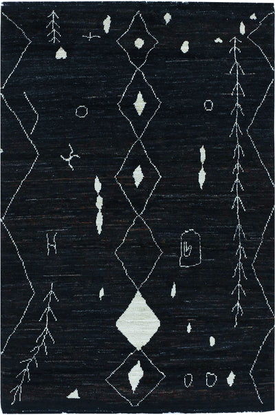 Tappeto design moderno nero stile berbero, fatto a mano 188x125cm - CarpetLiving