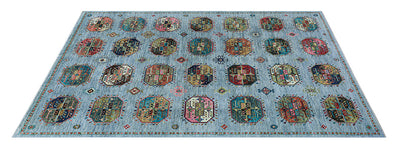 Tappeto Afghan blu in lana, fatto a mano 340x248cm - CarpetLiving