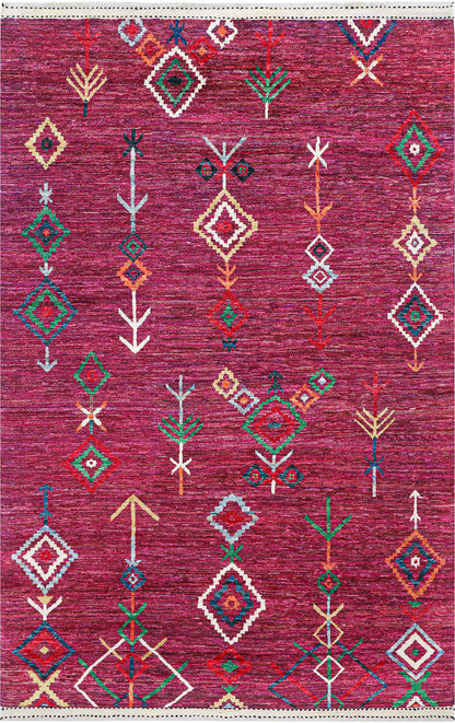 Multicolored Tribal Rug in Pure Wool, Handmade 303x193 cm