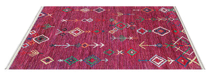 Multicolored Tribal Rug in Pure Wool, Handmade 303x193 cm
