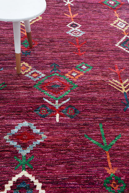 Multicolored Tribal Rug in Pure Wool, Handmade 303x193 cm