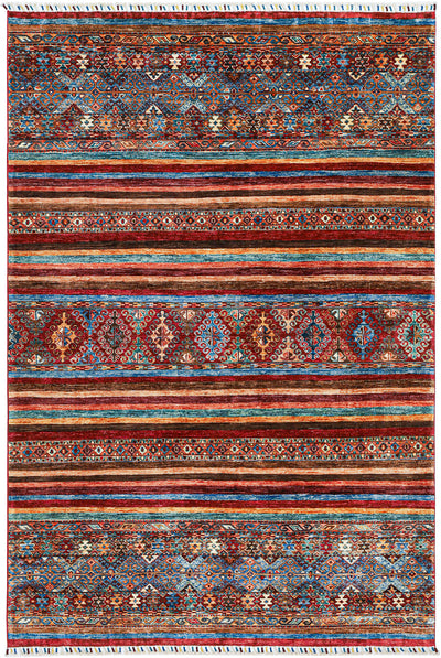 Tappeto Afghan multicolore in lana, fatto a mano 255x173cm - CarpetLiving