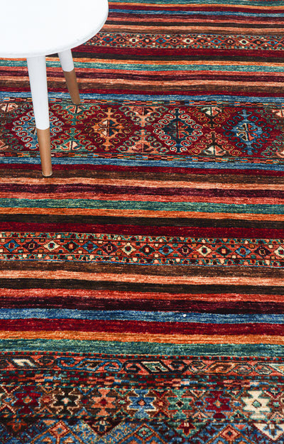 Tappeto Afghan multicolore in lana, fatto a mano 255x173cm - CarpetLiving