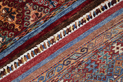 Tappeto Afghan multicolore in lana, fatto a mano 255x173cm - CarpetLiving