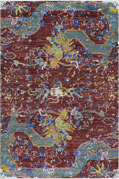 Tappeto Moderno Afghan Dragon, fatto a mano 308x208cm