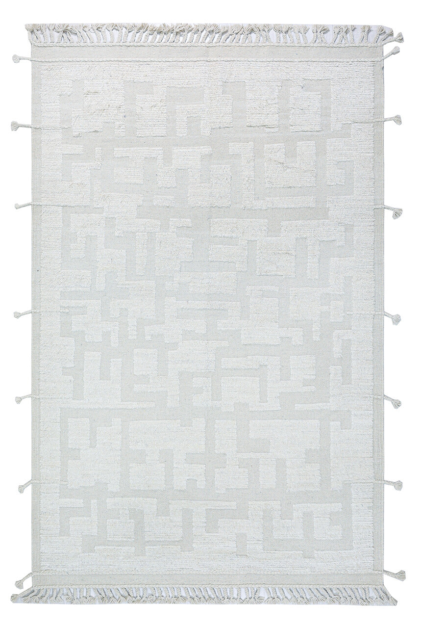 Modern design white Berber style carpet, handmade 302x201cm