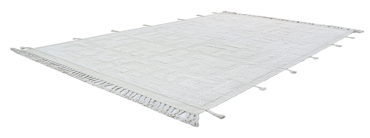 Modern design white Berber style carpet, handmade 302x201cm