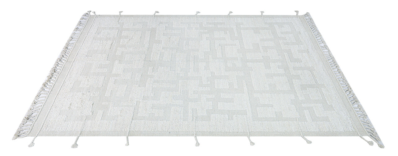 Modern design white Berber style carpet, handmade 302x201cm