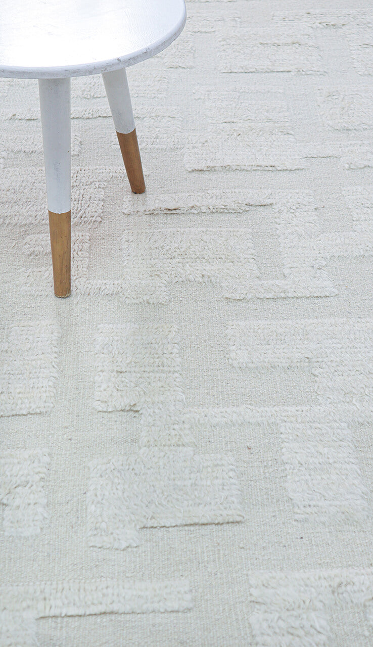 Modern design white Berber style carpet, handmade 302x201cm