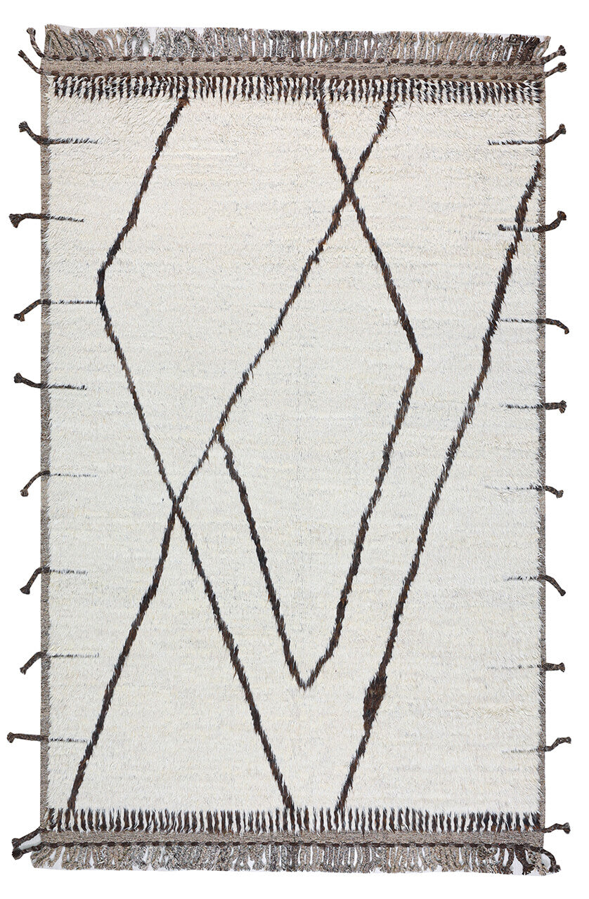 Modern design white Berber style carpet, handmade 314x209cm