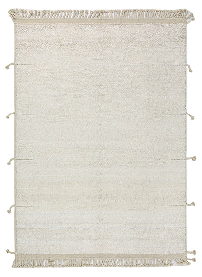 Modern design white Berber style carpet, handmade 233x181cm