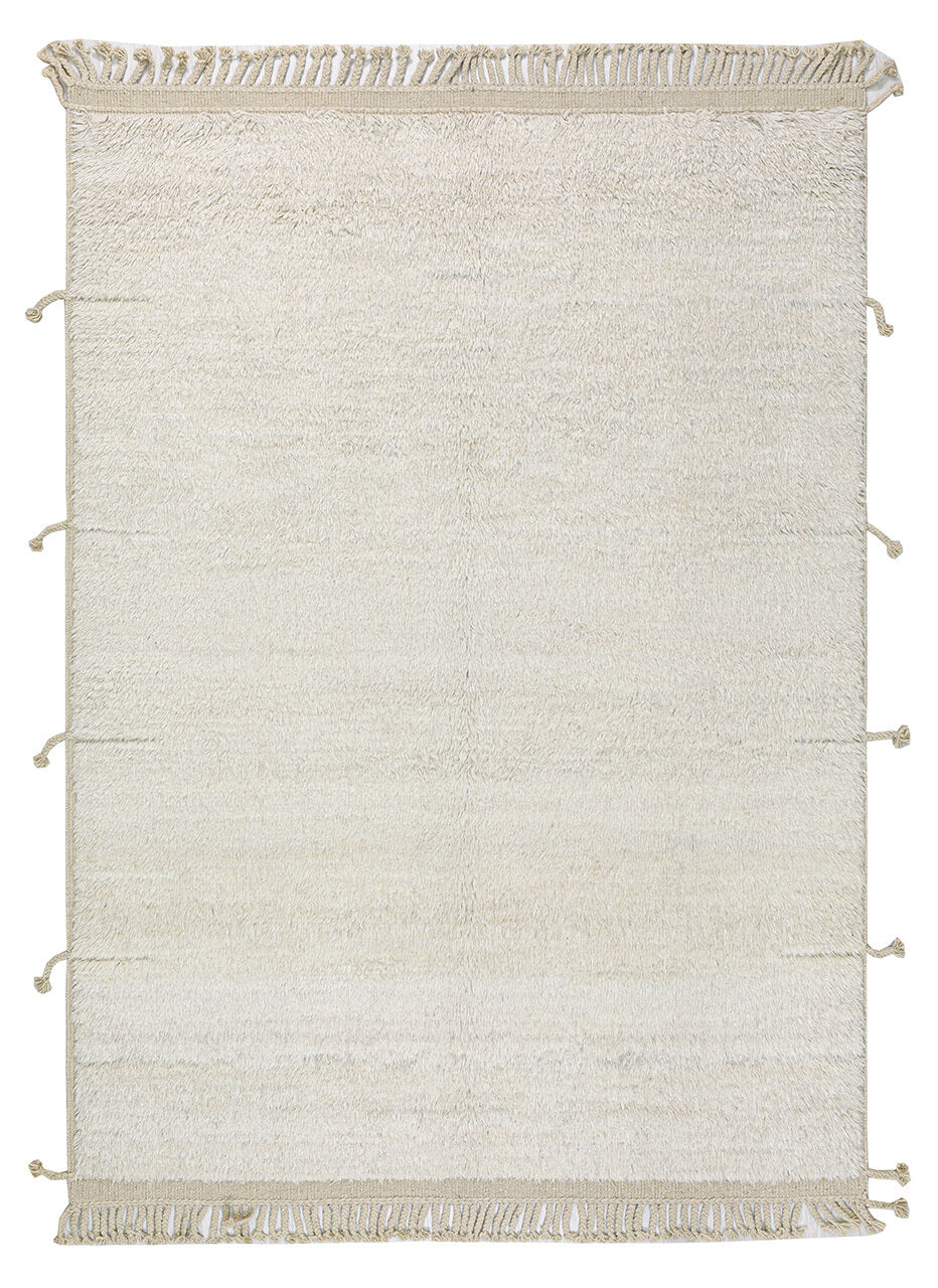 Modern design white Berber style carpet, handmade 233x181cm