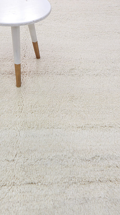 Modern design white Berber style carpet, handmade 233x181cm