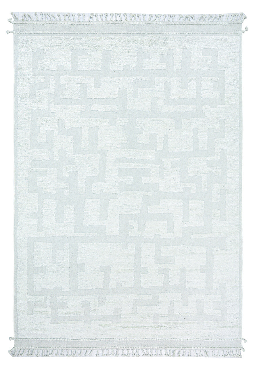 Modern design white Berber style carpet, handmade 293x201cm