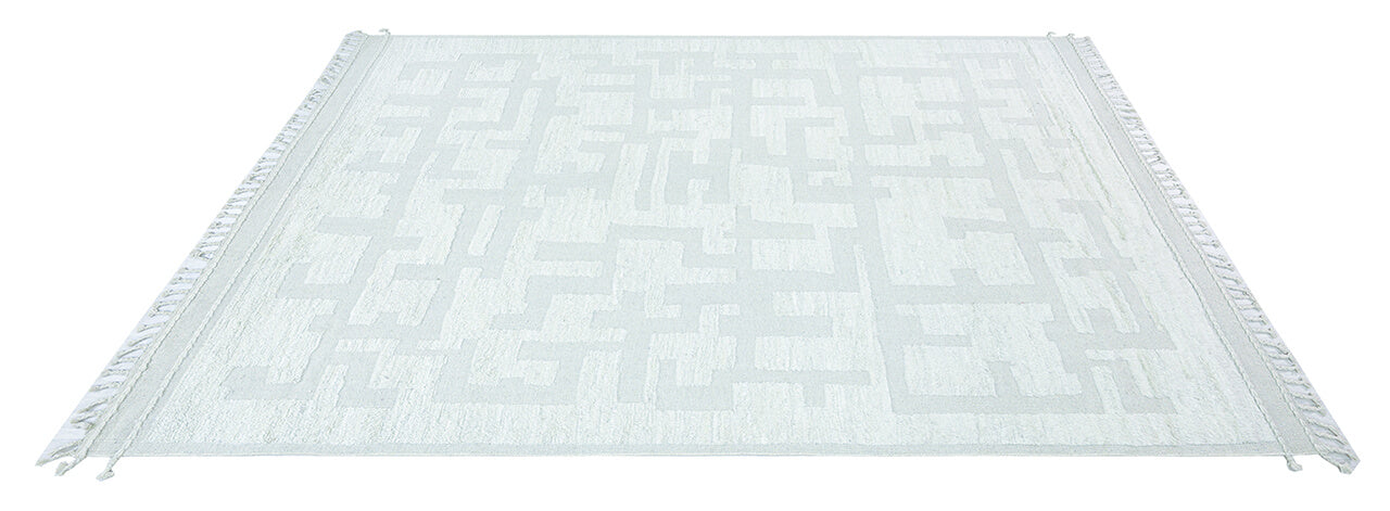 Modern design white Berber style carpet, handmade 293x201cm
