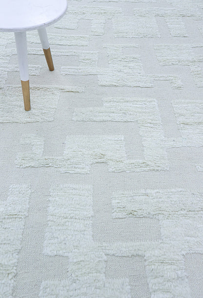 Modern design white Berber style carpet, handmade 293x201cm