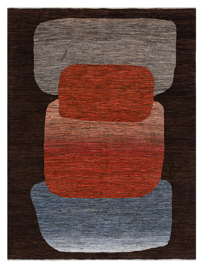 Modern design wool carpet, handmade, multi, 224x176cm
