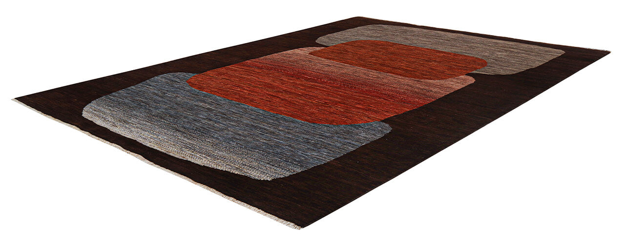 Modern design wool carpet, handmade, multi, 224x176cm