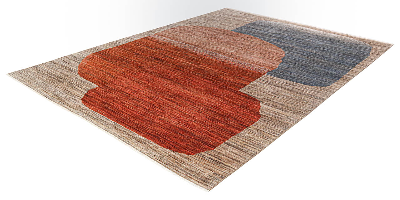 Modern design wool carpet, handmade, multi, 243x175cm