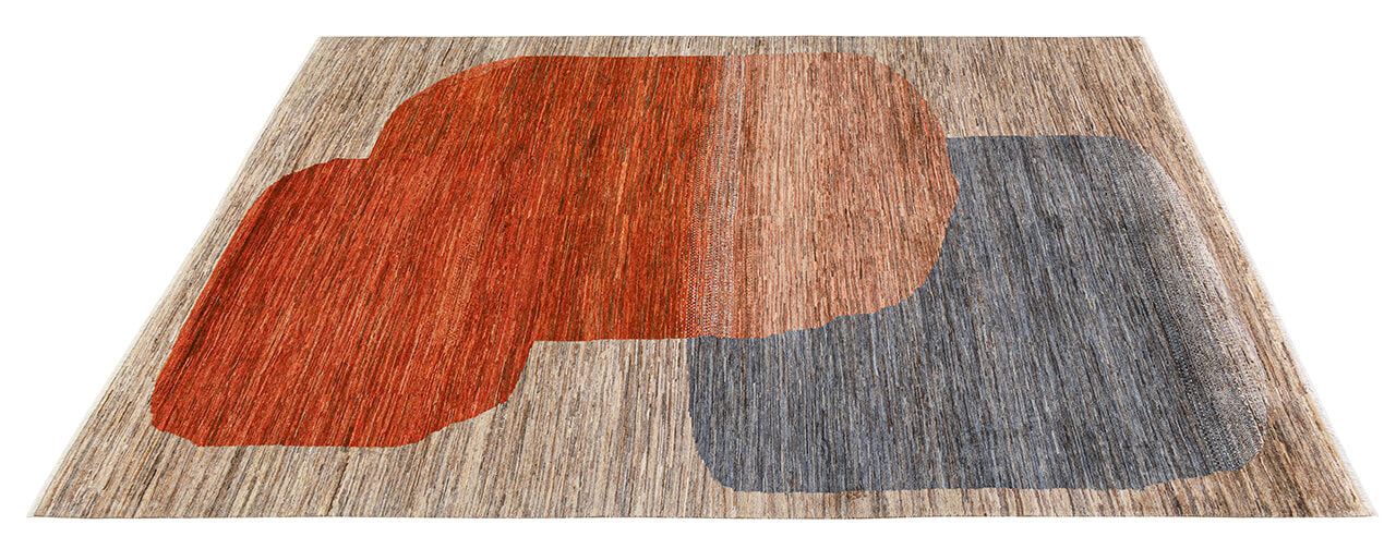 Modern design wool carpet, handmade, multi, 243x175cm