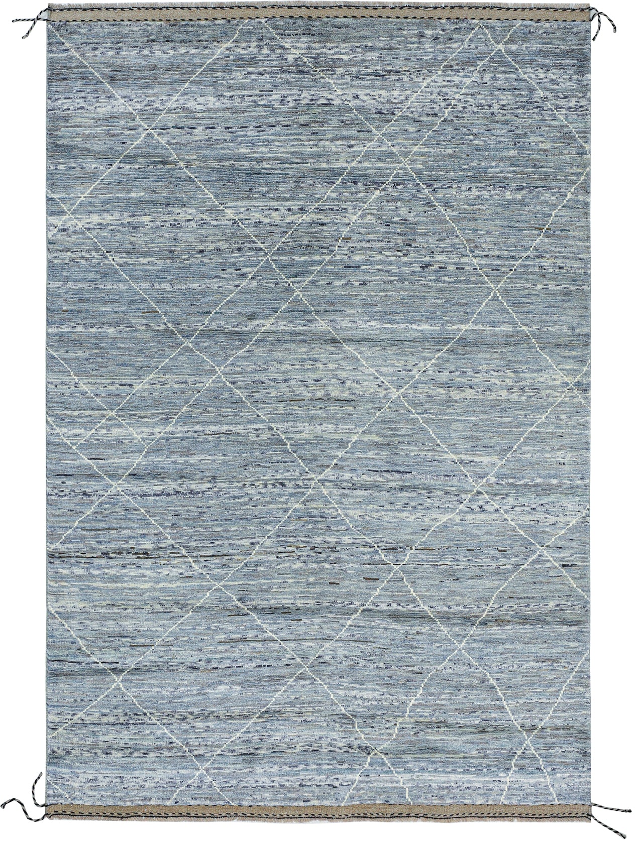 Modern design blue Berber style carpet, handmade 246x166cm