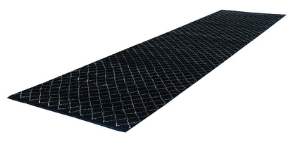 Modern design black Berber style runner rug, handmade 302x78cm