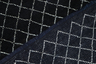 Tappeto passatoia design moderno nero stile berbero, fatto a mano 302x78cm - CarpetLiving