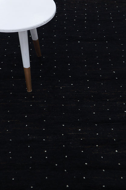 Modern design black Berber style carpet, handmade 201x143cm