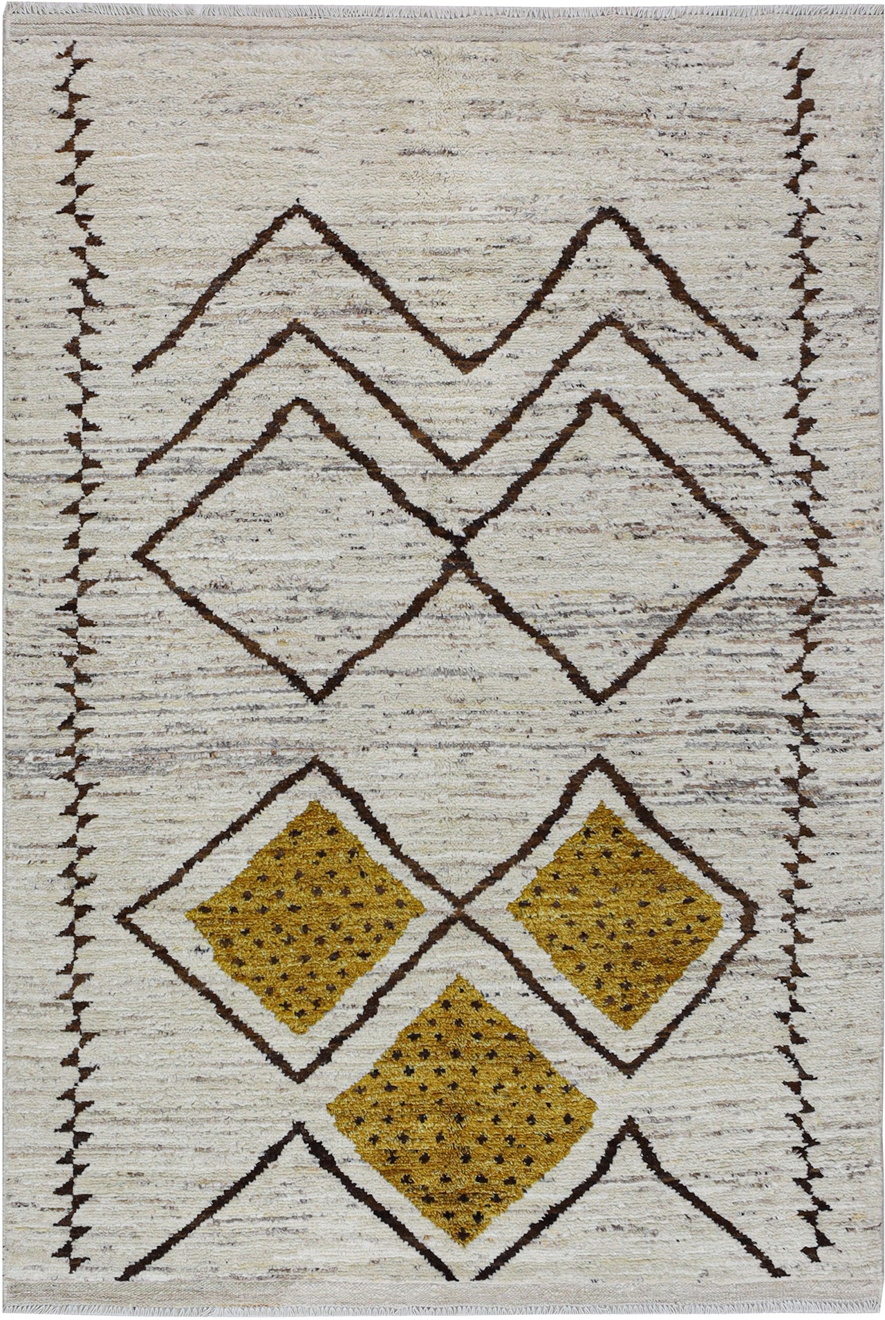 Modern design white Berber style carpet, handmade 212x141cm