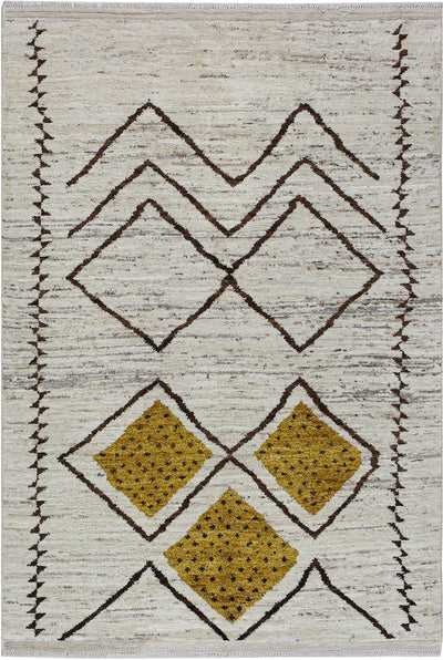 Modern design white Berber style carpet, handmade 212x141cm
