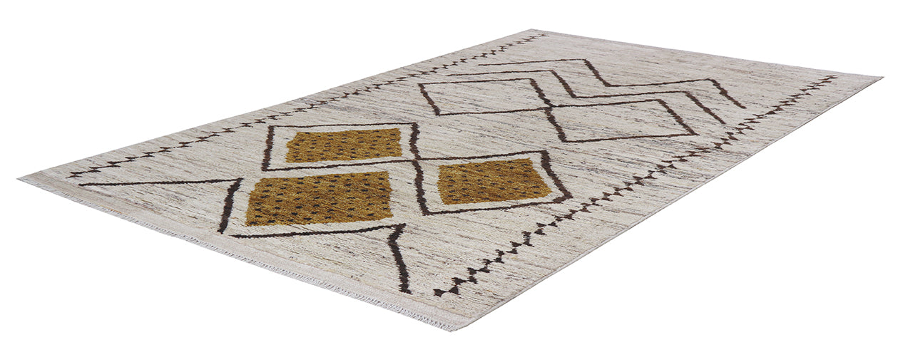 Modern design white Berber style carpet, handmade 212x141cm