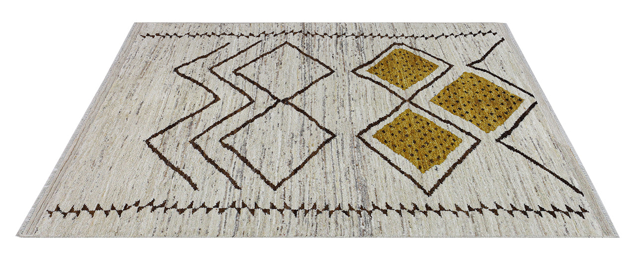 Modern design white Berber style carpet, handmade 212x141cm