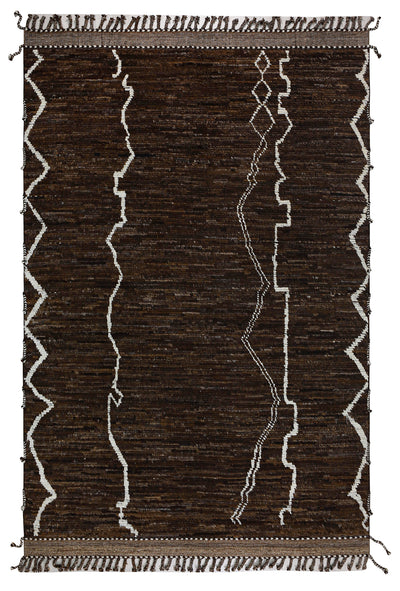 Tappeto design moderno marrone stile berbero, fatto a mano 316x214cm - CarpetLiving