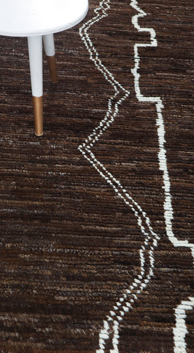 Tappeto design moderno marrone stile berbero, fatto a mano 316x214cm - CarpetLiving