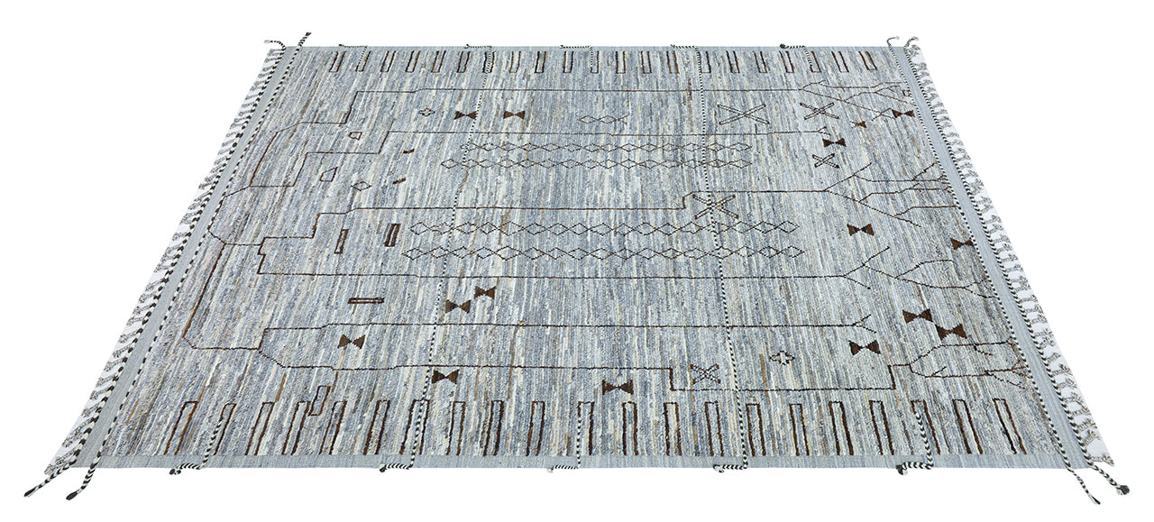 Modern design grey Berber style carpet, handmade 379x285cm