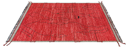 Modern design red Berber style carpet, handmade 300x200cm