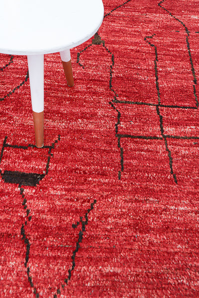 Tappeto design moderno rosso stile berbero, fatto a mano 300x200cm - CarpetLiving