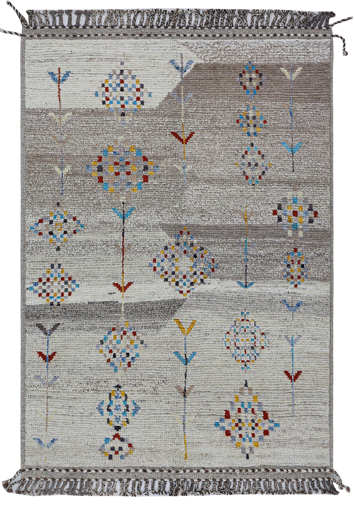 Modern design grey Berber style carpet, handmade 223x152cm