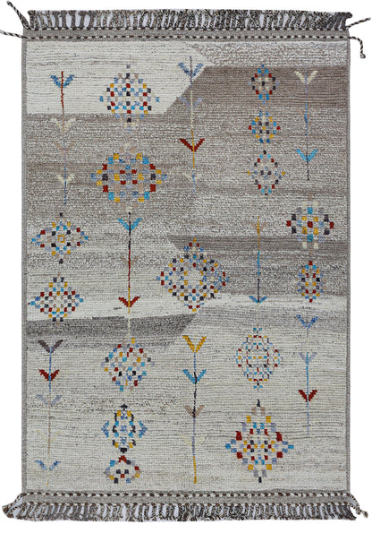 Modern design grey Berber style carpet, handmade 223x152cm